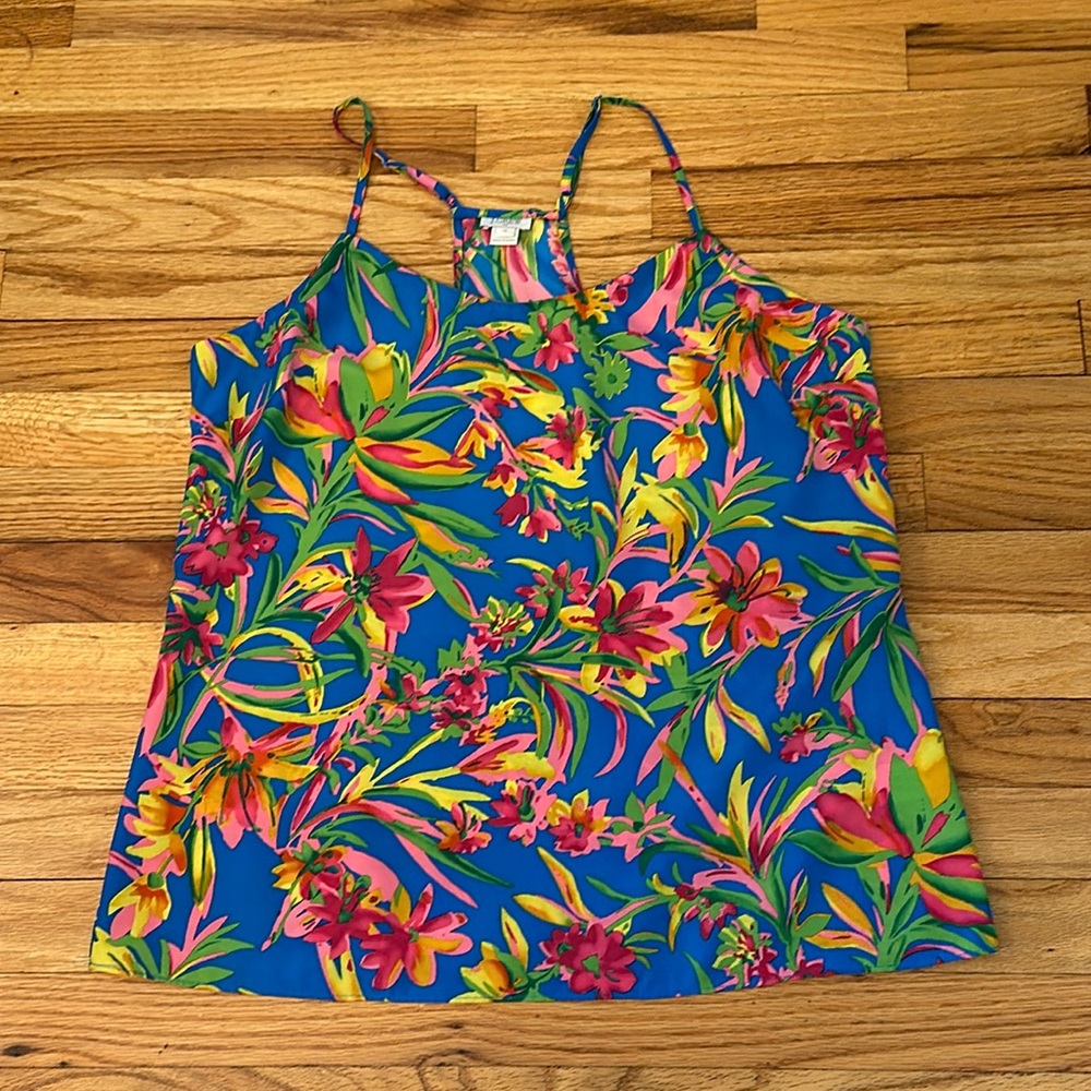 J Crew Tropical Racerback Tank Top Sz12